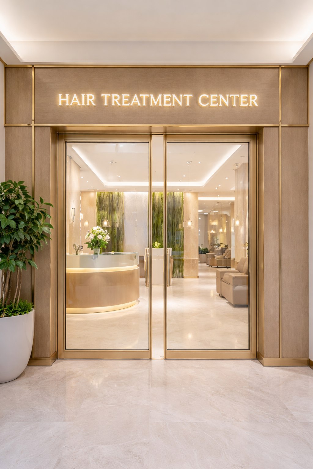 Concept rendering of a Samson Robotics hair treatment center entrance